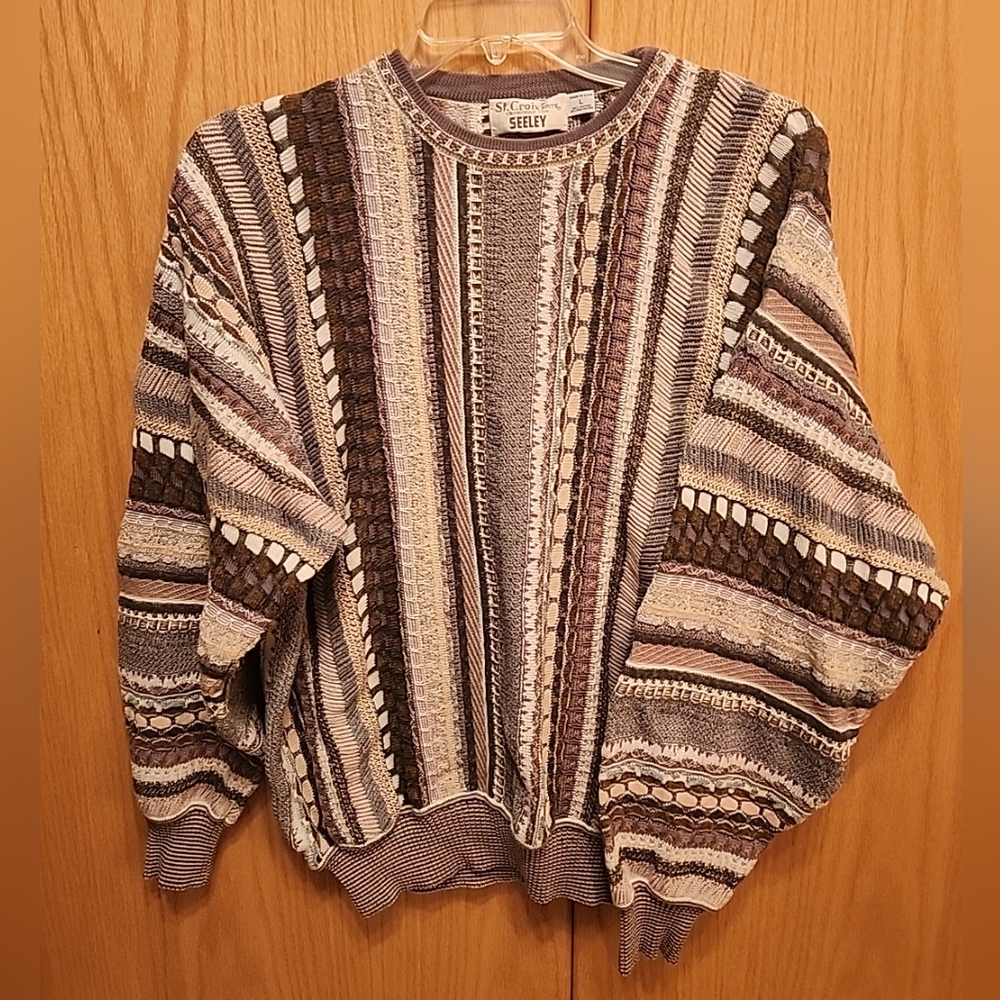 Vtg St Croix coogi style multicolor sweater grandpacore Y2K